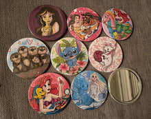 Load image into Gallery viewer, Disney character variations 2.2 inch pocket mirrors
