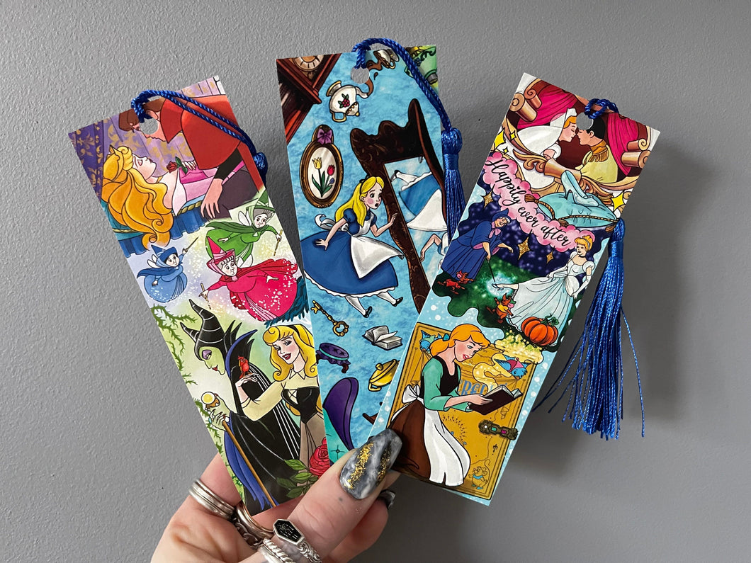 Disney Cinderella, Alice in Wonderland, Sleeping Beauty bookmark bundle