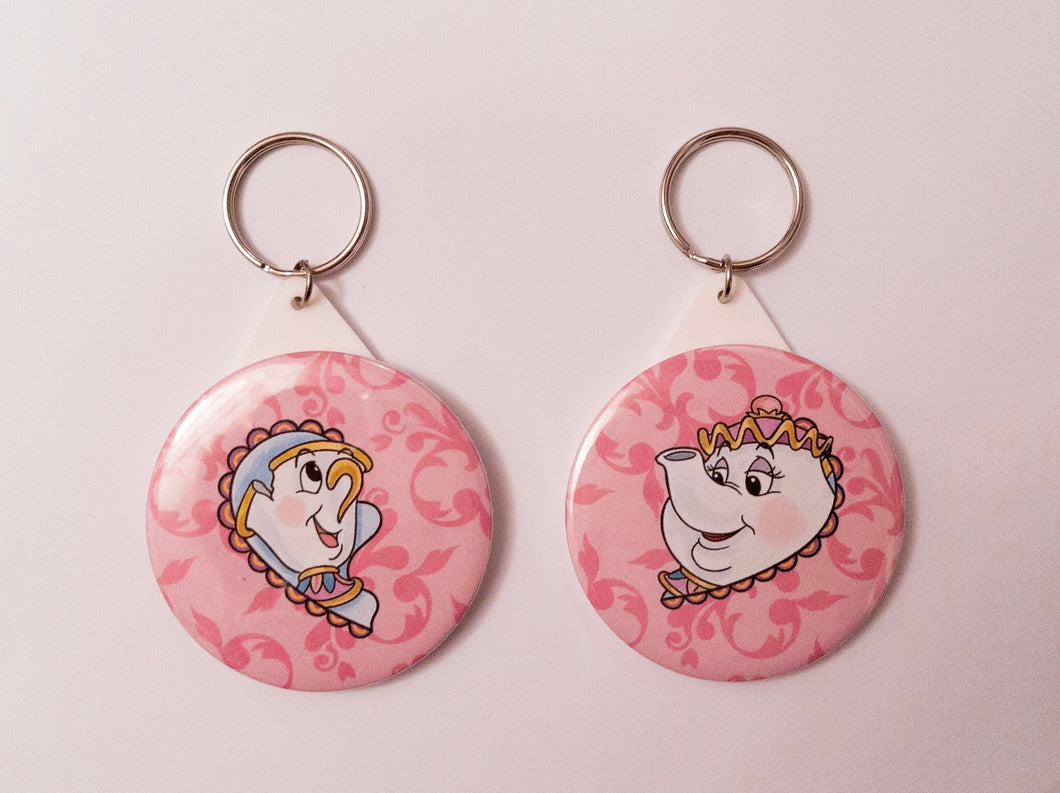 Mrs Potts and Chip Mum and son key ring set