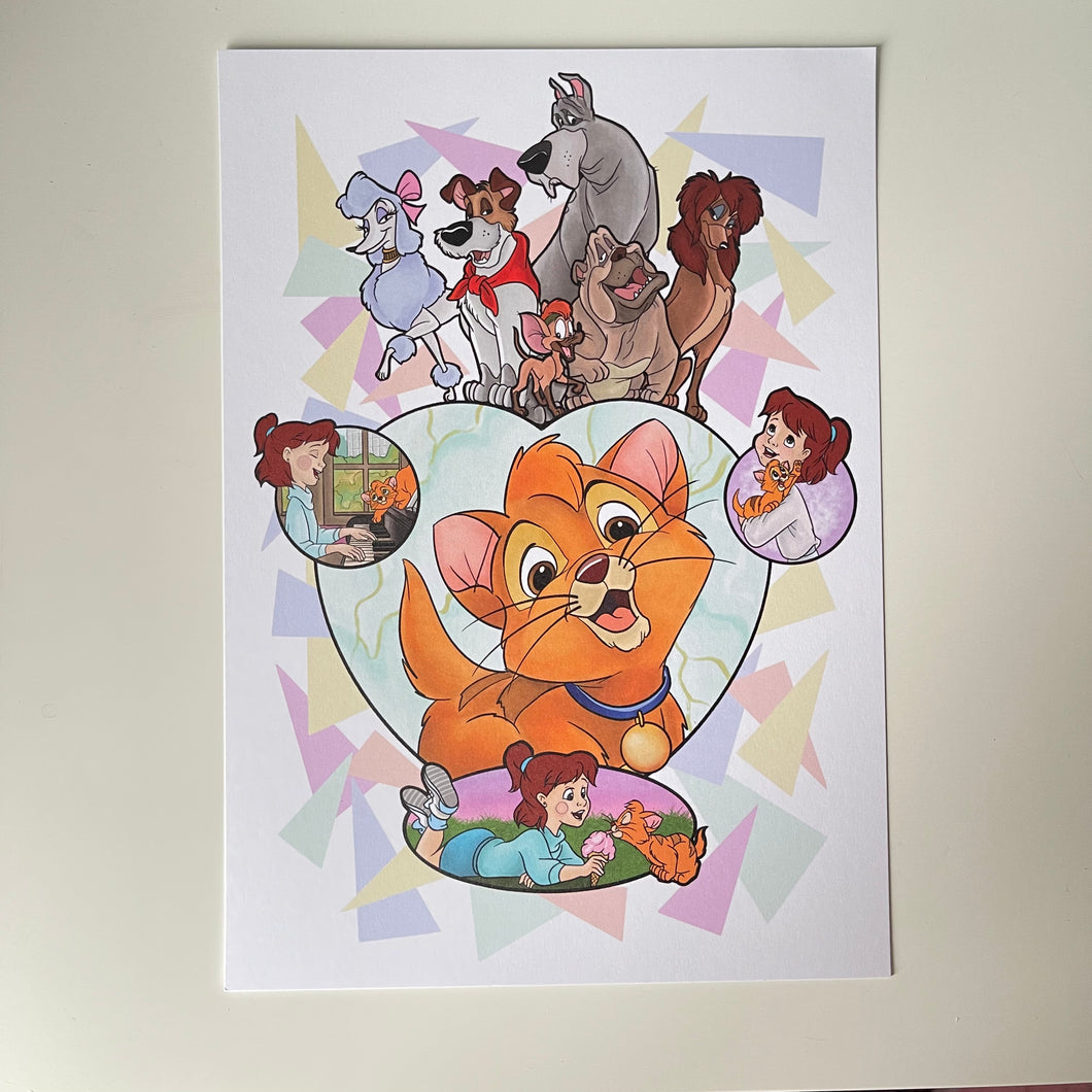 Oliver and Company A4 art print